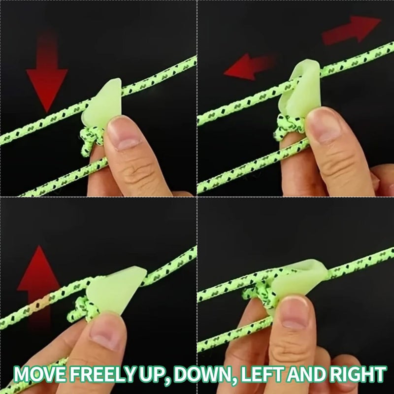YMPEKA 20Pcs Ultralight Guyline Tensioners Tent Guyline Cord Rope Adjuster, Fluorescent Tent Rope Triangle Buckles, for Outdoor Camping Hiking Tent Tarp Canopy Shelter (Aperture:2.5mm fit 2-3mm Paracord) - Image 5